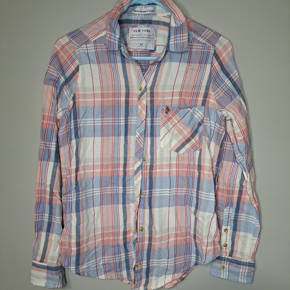 Abercrombie & Fitch Plaid Shirt - Blue and Pink